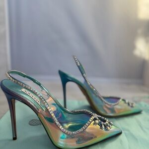 New Aquazzura Iridescent Slingback Heels size 38.5